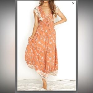 Floral Orange Boho Maxi Dress